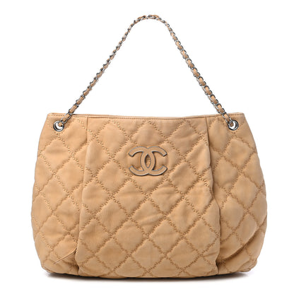 Chanel Nubuck Double Stitch Large Hamptons Shopping Tote Beige 1 of 8