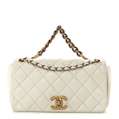Chanel Aged Calfskin Quilted Medium Pondichery Flap White 1 of 12