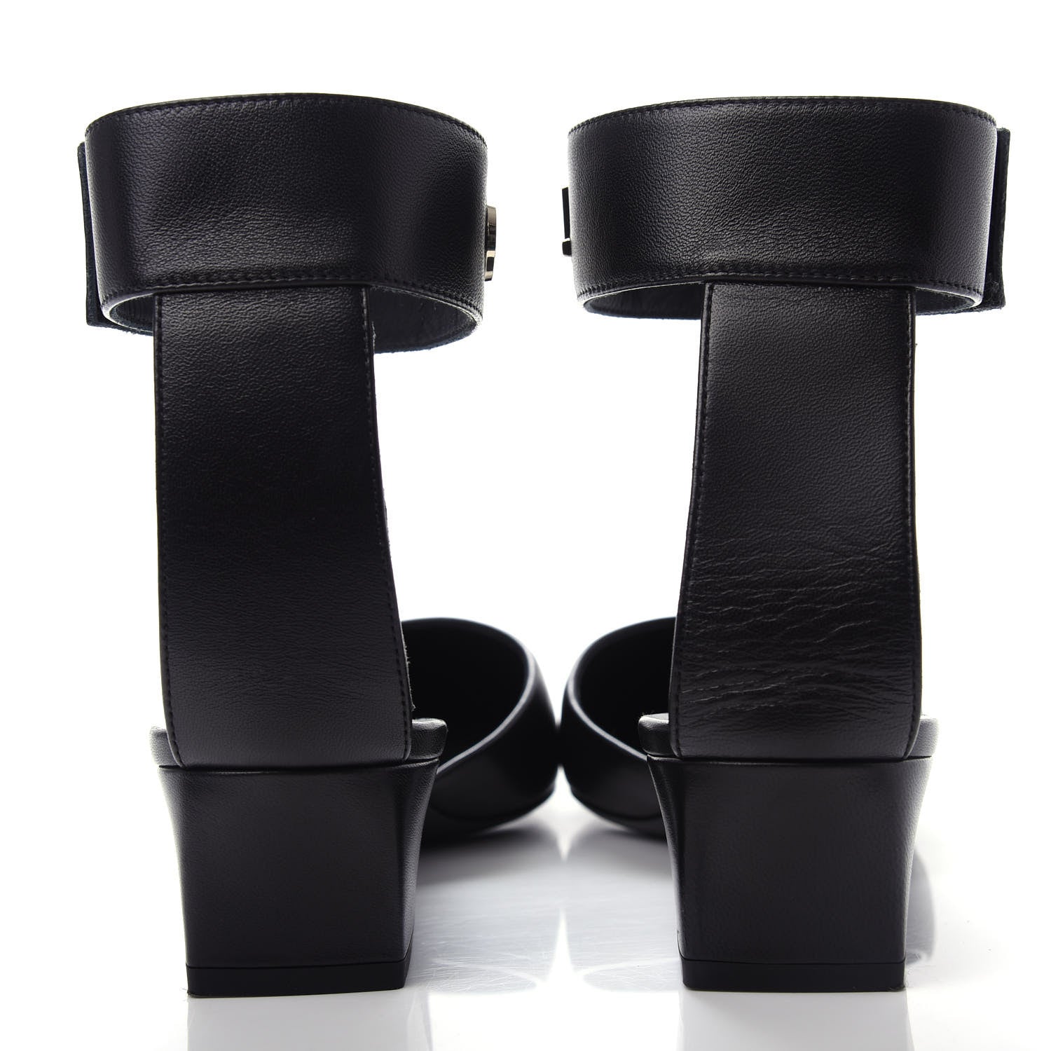 Chanel Lambskin Grosgrain Cap Toe Logo Ankle Strap Pumps 37.5 Black 7 of 11