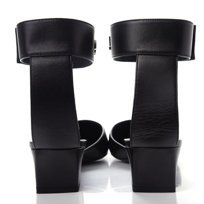 Chanel Lambskin Grosgrain Cap Toe Logo Ankle Strap Pumps 37.5 Black 7 of 11