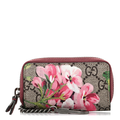 Gucci GG Supreme Monogram Blooms Zip Around Key Case Beige Multicolor Dry Rose 1 of 7