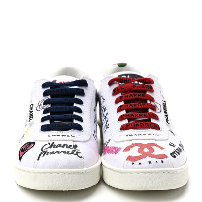 Chanel X PHARRELL WILLIAMS Calfskin Womens Sneakers 38.5 White 2 of 8