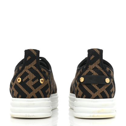 Fendi Fabric FF Micro-Perforated Rise Low Top Sneakers 39 Tobacco Black 5 of 11