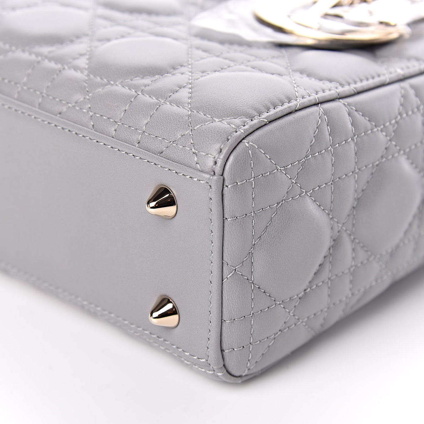 Lambskin Cannage Small Lucky Badges My Lady Dior Grey