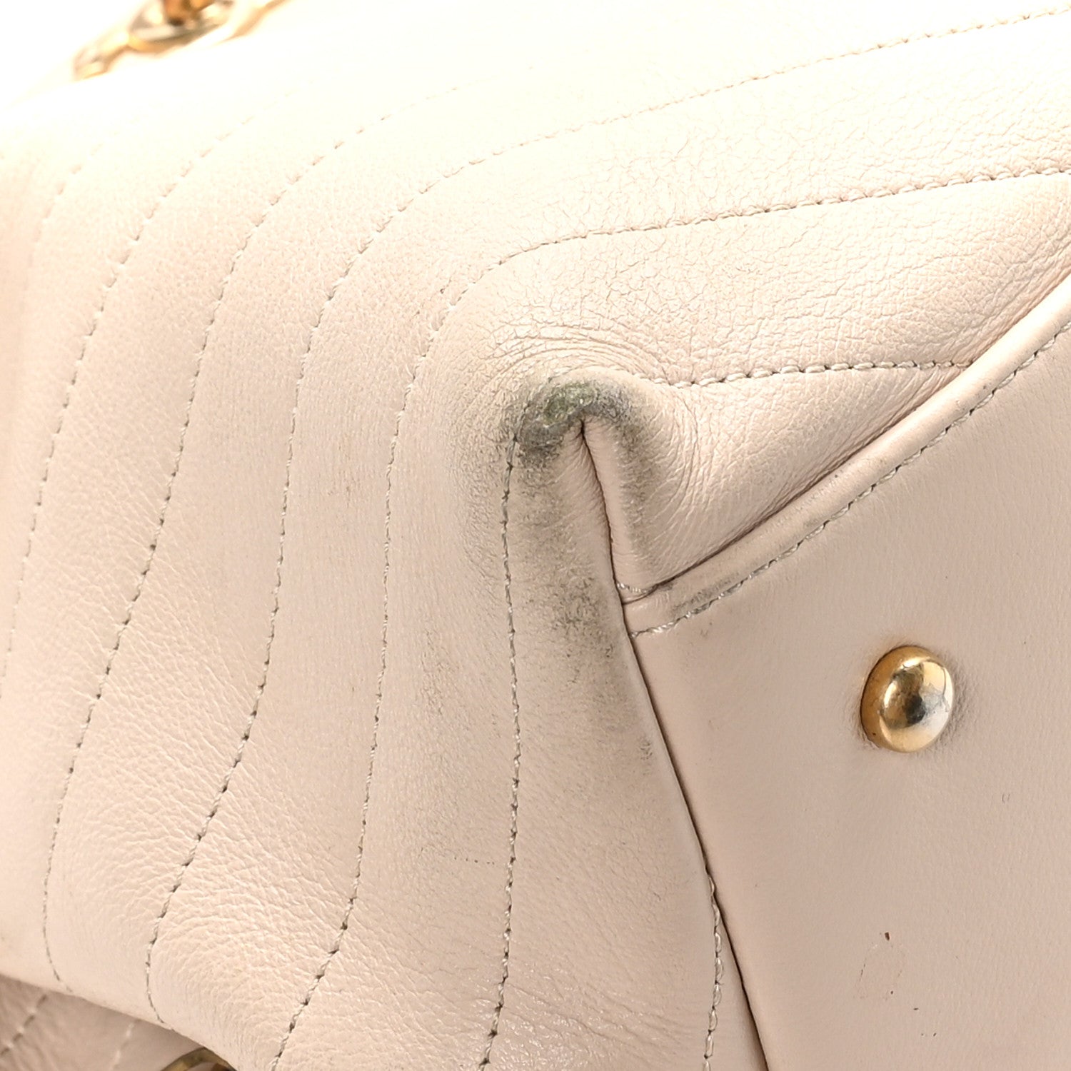 Chanel Calfskin Elaphe Stitched Large Chevron Chic Shopping Bag Beige 9 of 21