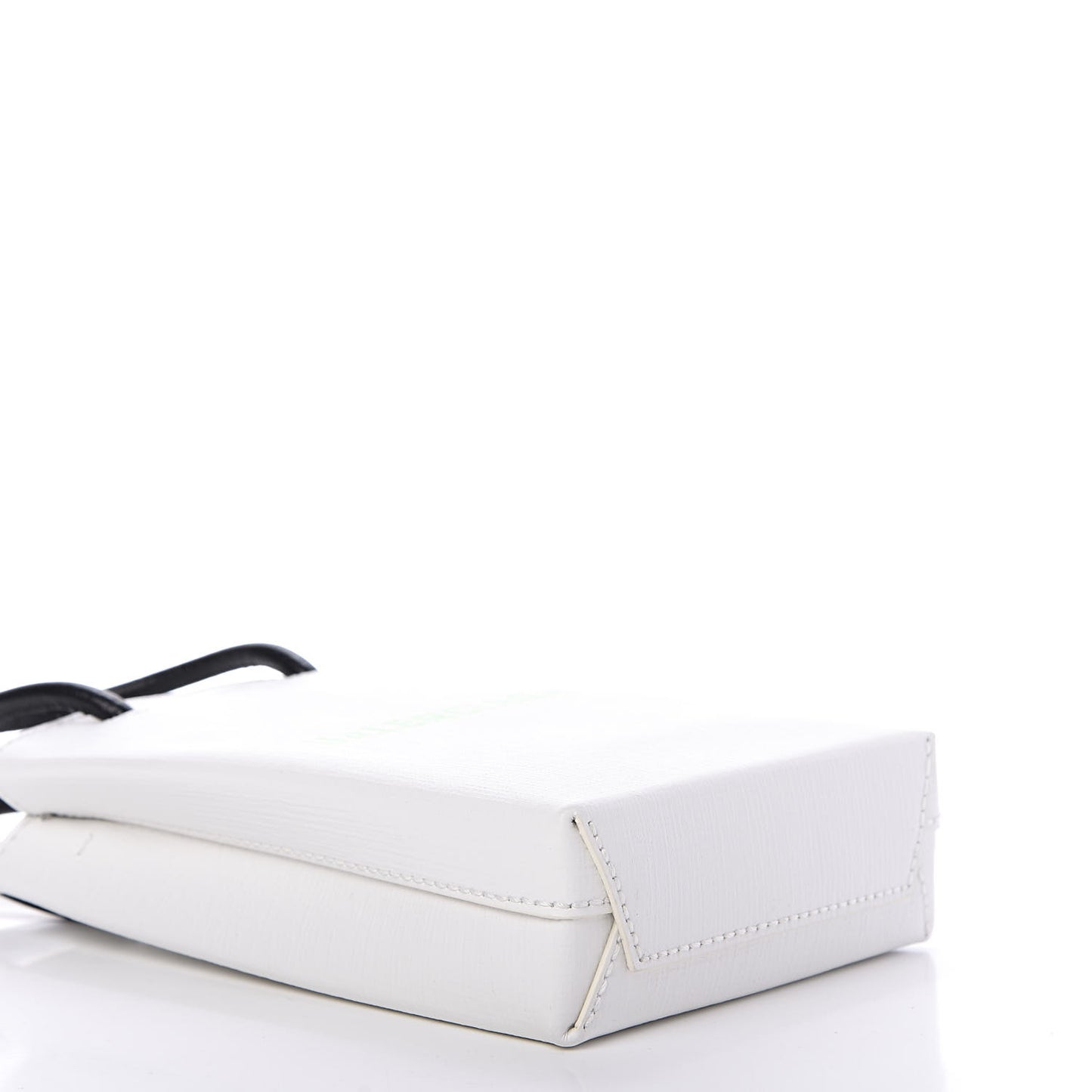 Squared Calfskin Logo Shopping Phone Holder Bag White Light Green