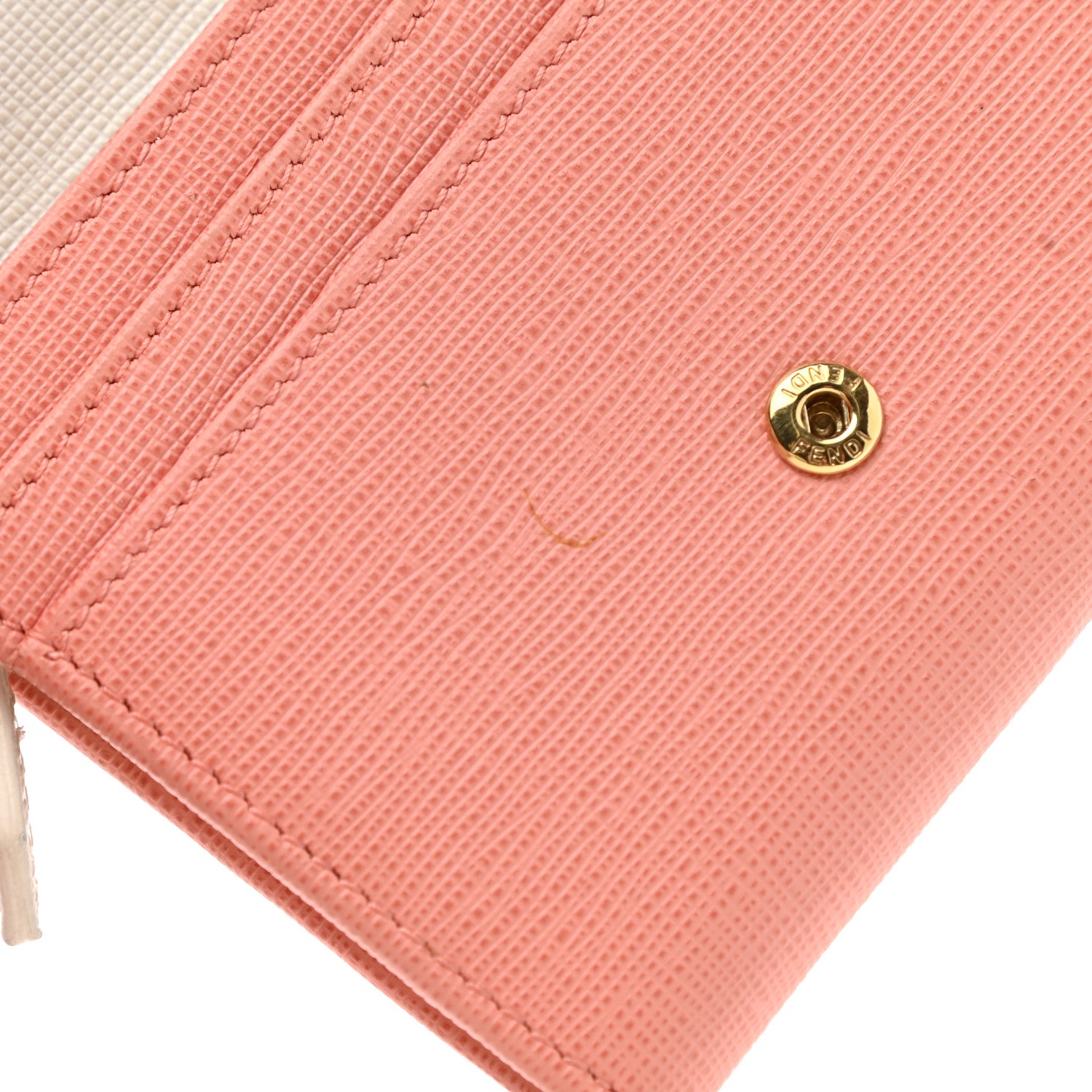 Fendi Vitello Elite Bi-Color Compact Wallet Pesca White 11 of 11