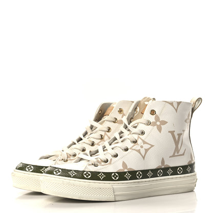 Louis Vuitton Monogram Giant Stellar Sneaker Boots 37 Khaki White Beige 4 of 8
