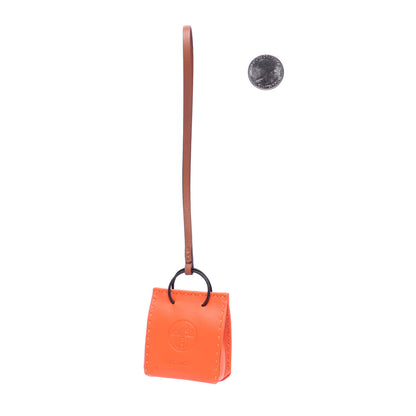 Hermes Milo Lambskin Swift Shopping Bag Charm Feu Gold 2 of 4