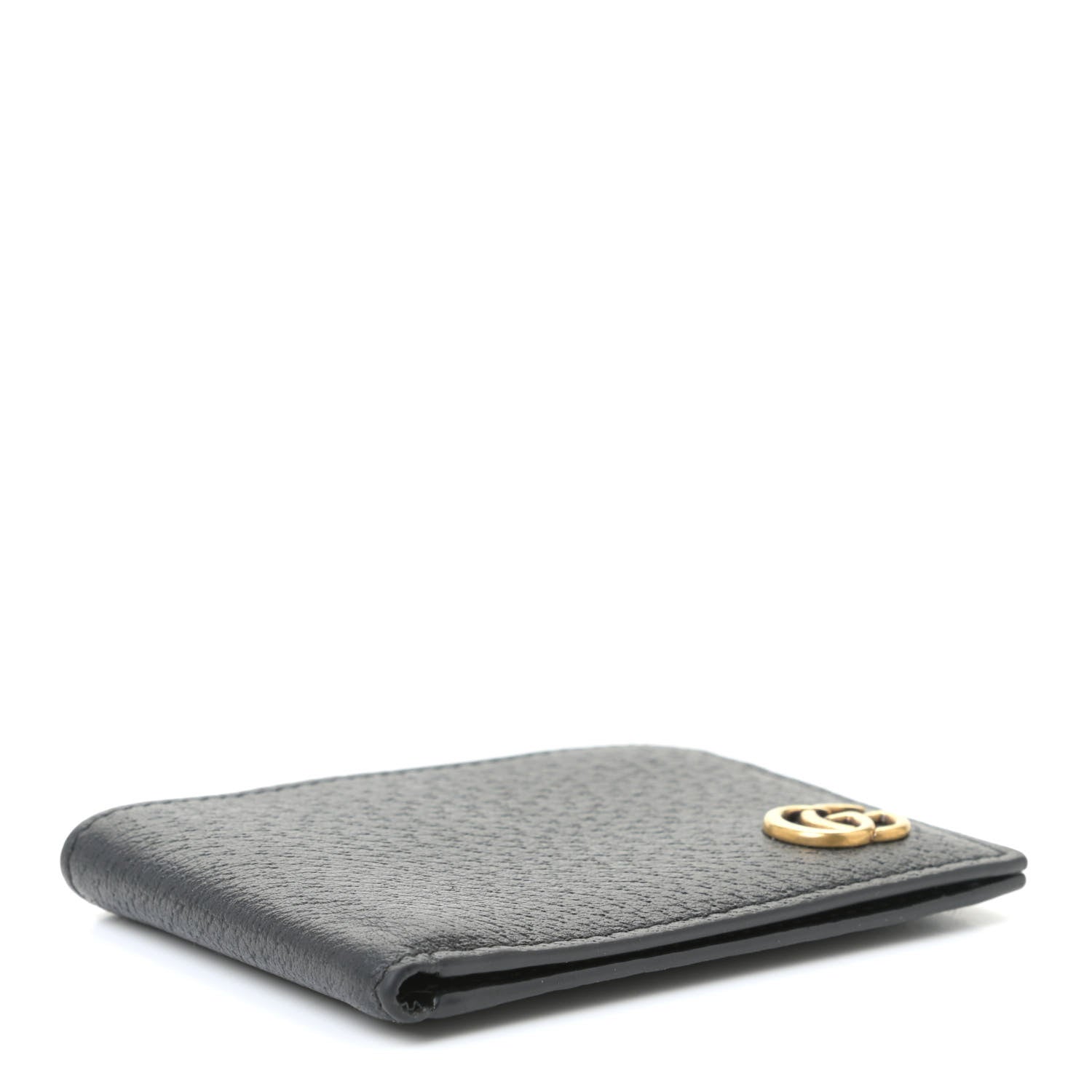 Gucci Calfskin Boar Effect GG Marmont Bi-Fold Wallet Black 3 of 10