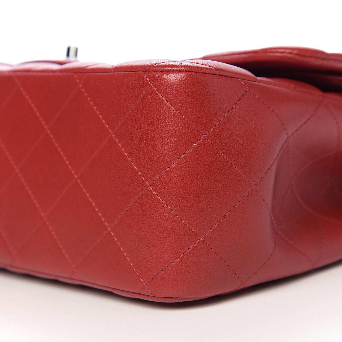 Lambskin Quilted Jumbo Double Flap Red