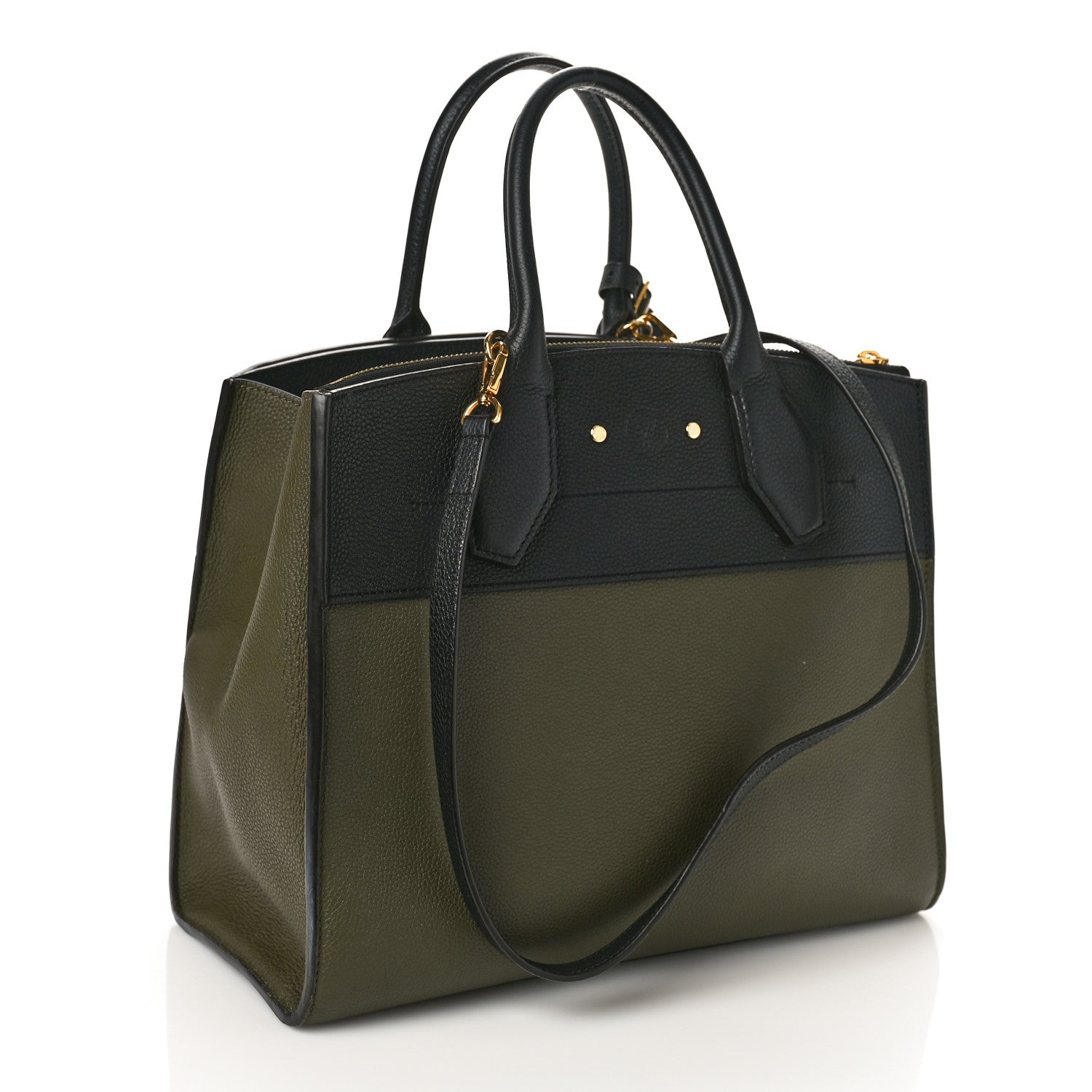 Louis Vuitton Taurillon City Steamer MM Kaki Black 2 of 8
