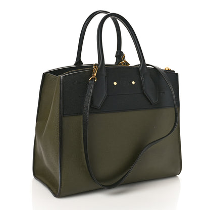 Louis Vuitton Taurillon City Steamer MM Kaki Black 2 of 8