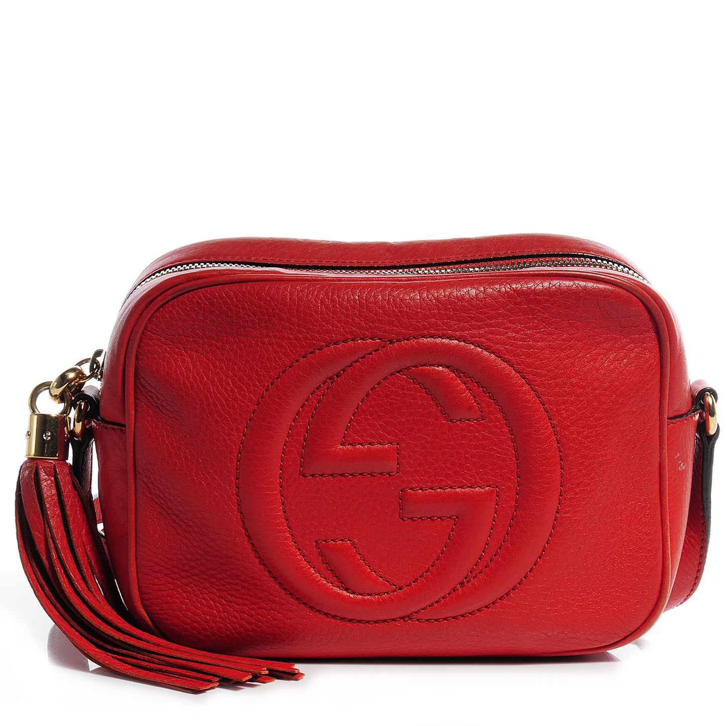 Pebbled Calfskin Small Soho Disco Bag Vibrant Red