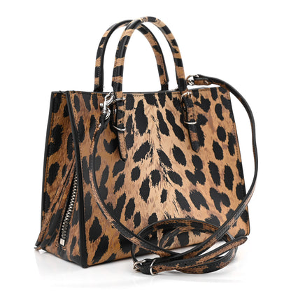 Balenciaga Grained Calfskin Leopard Print Papier Mini A4 Zip Around Tote Beige 4 of 15