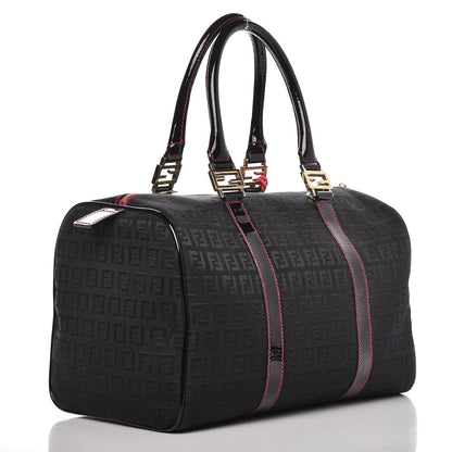 Fendi Zucchino Forever Boston Top Handle Bag Black Fuschia 3 of 8