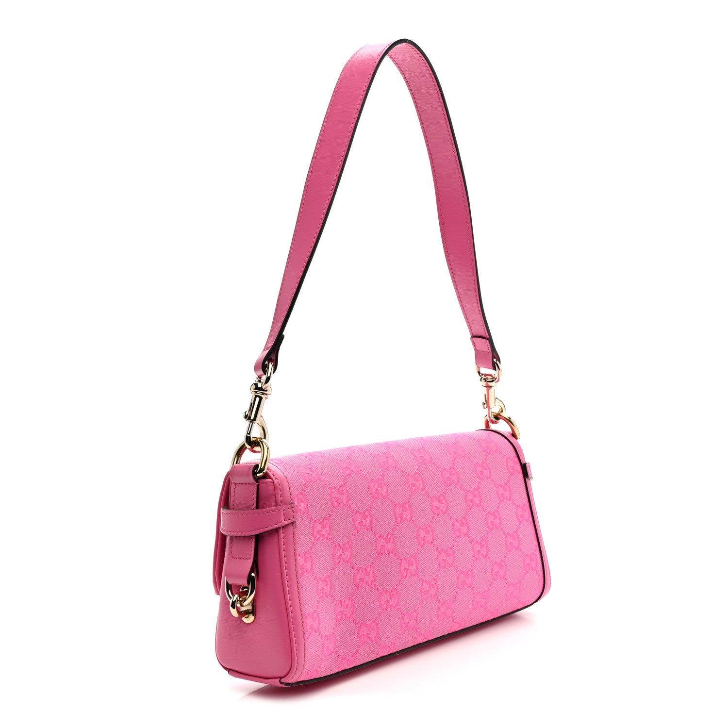 Gucci GG Monogram Textured Dollar Calfskin Small Luce Shoulder Bag Pink 4 of 19