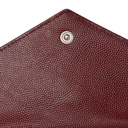 Saint Laurent Grain De Poudre Matelasse Chevron Small Monogram Envelope Wallet Bordeaux 9 of 11