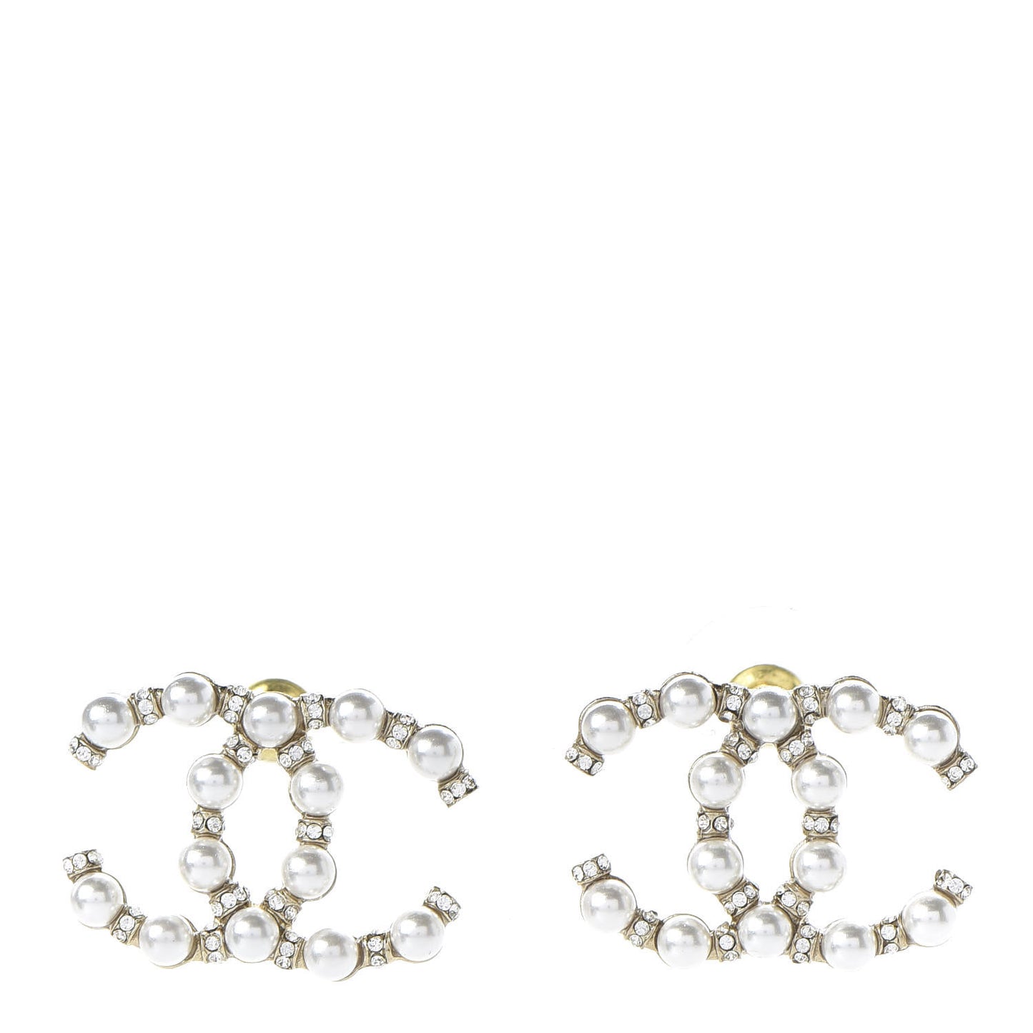 Pearl Crystal Nefertiti CC Earrings Gold