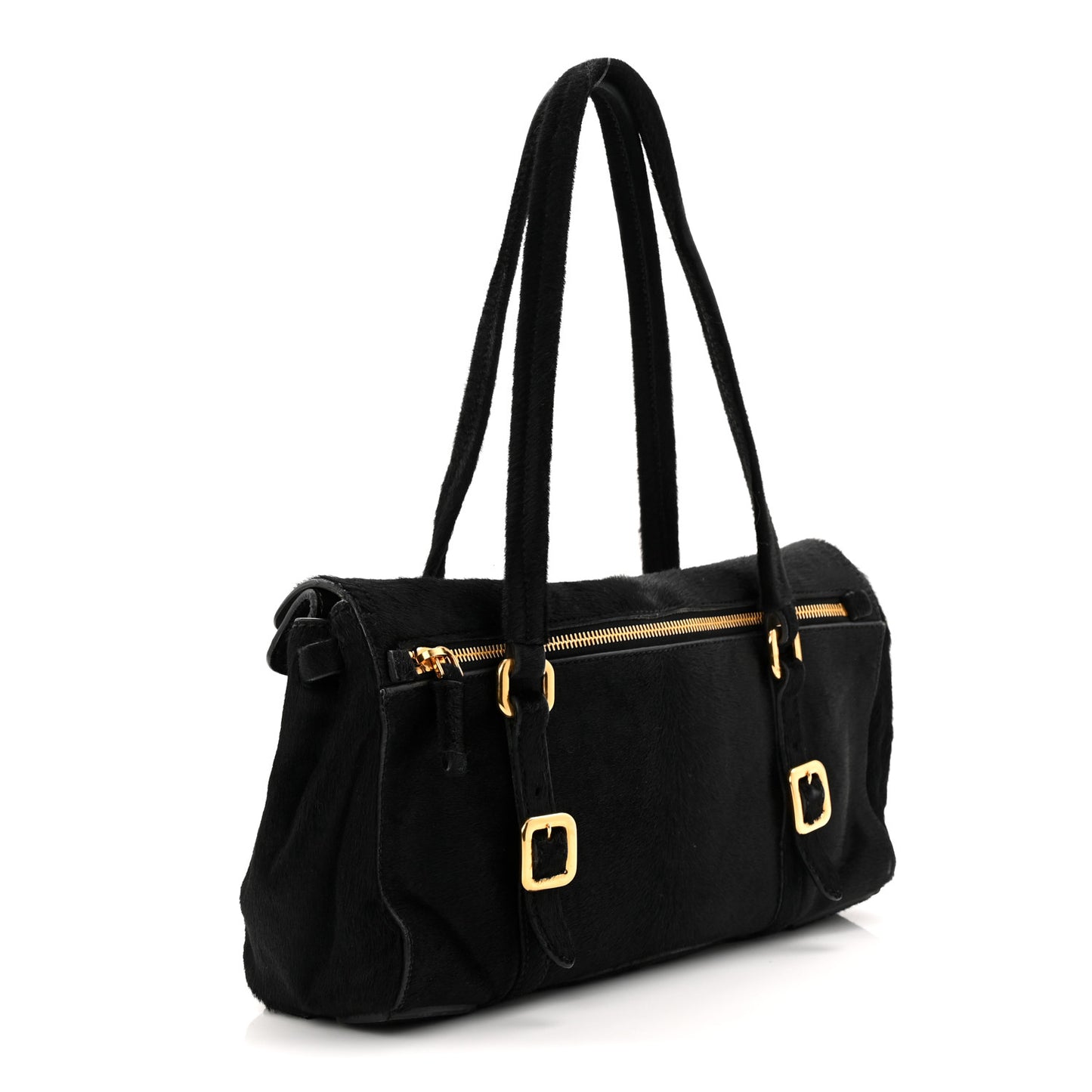 Calf Hair Shoulder Bag Black