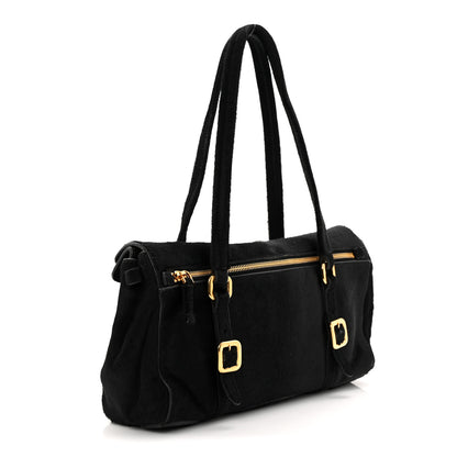 Prada Calf Hair Shoulder Bag Black 3 of 10