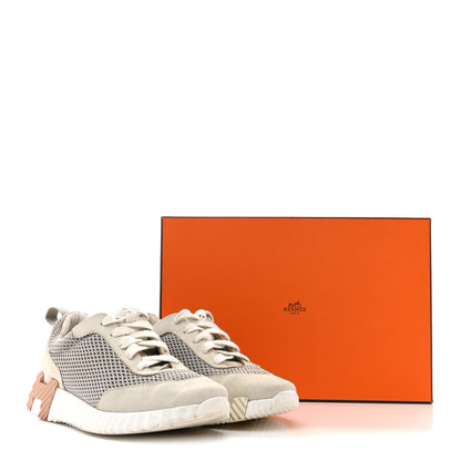 Hermes Air Mesh Suede Goatskin Bouncing Sneakers 35 Gris Lulea White 14 of 14