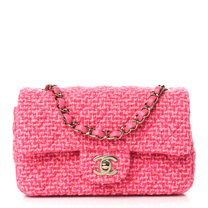 Chanel Wool Tweed Quilted Mini Rectangular Flap Dark Pink Fuchsia 1 of 8