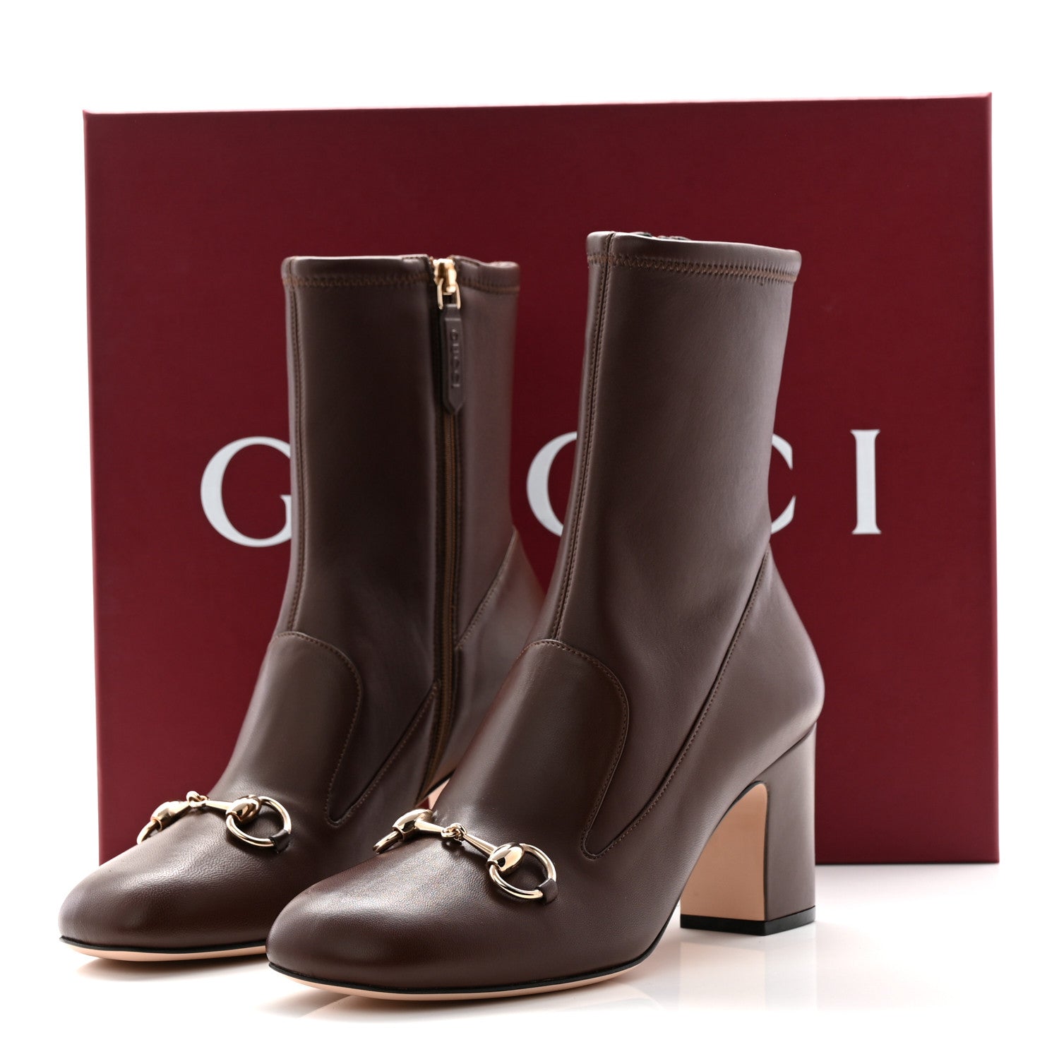 Gucci Nappa Horsebit Ankle Boots 38 New Chocolate 9 of 9