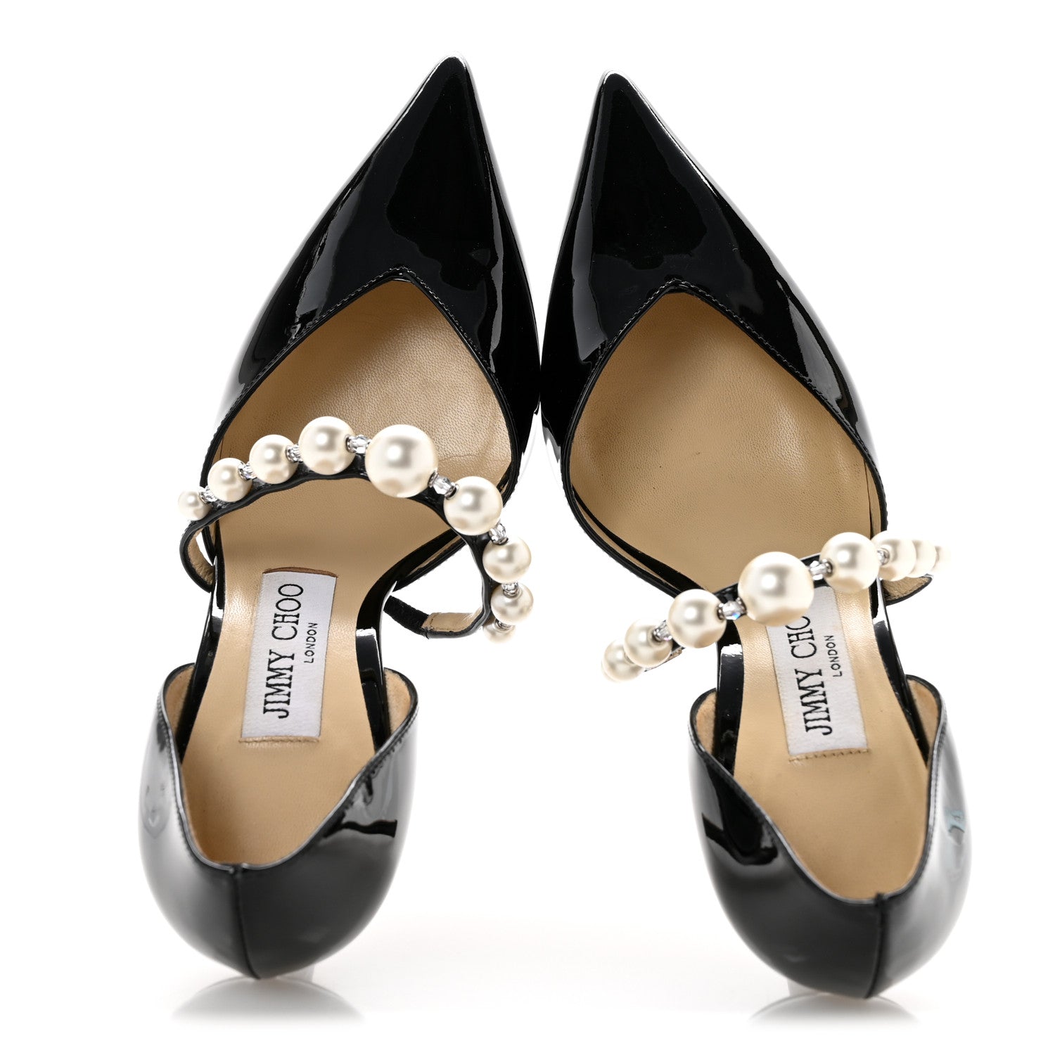 Jimmy Choo Patent Pearl Embellished Aurelie 85 Pumps 36 Black 2 of 8