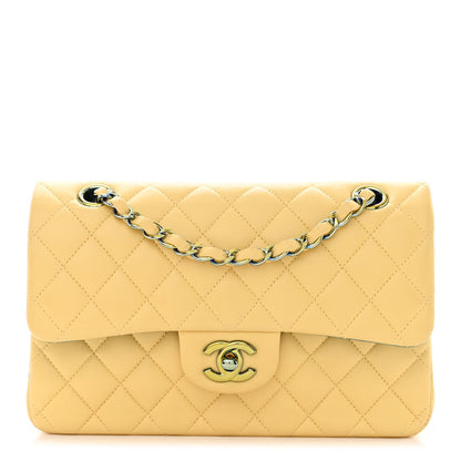 Chanel Lambskin Quilted Small Double Flap Yellow Blue 1 of 12