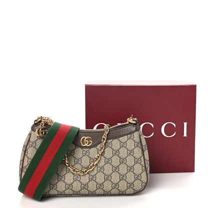 Gucci GG Supreme Monogram Textured Dollar Calfskin Web Small Ophidia GG Handbag Beige Ebony New Acero 11 of 11