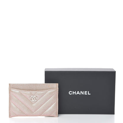 Chanel Metallic Caviar Chevron Quilted Card Holder Light Gold 8 of 8