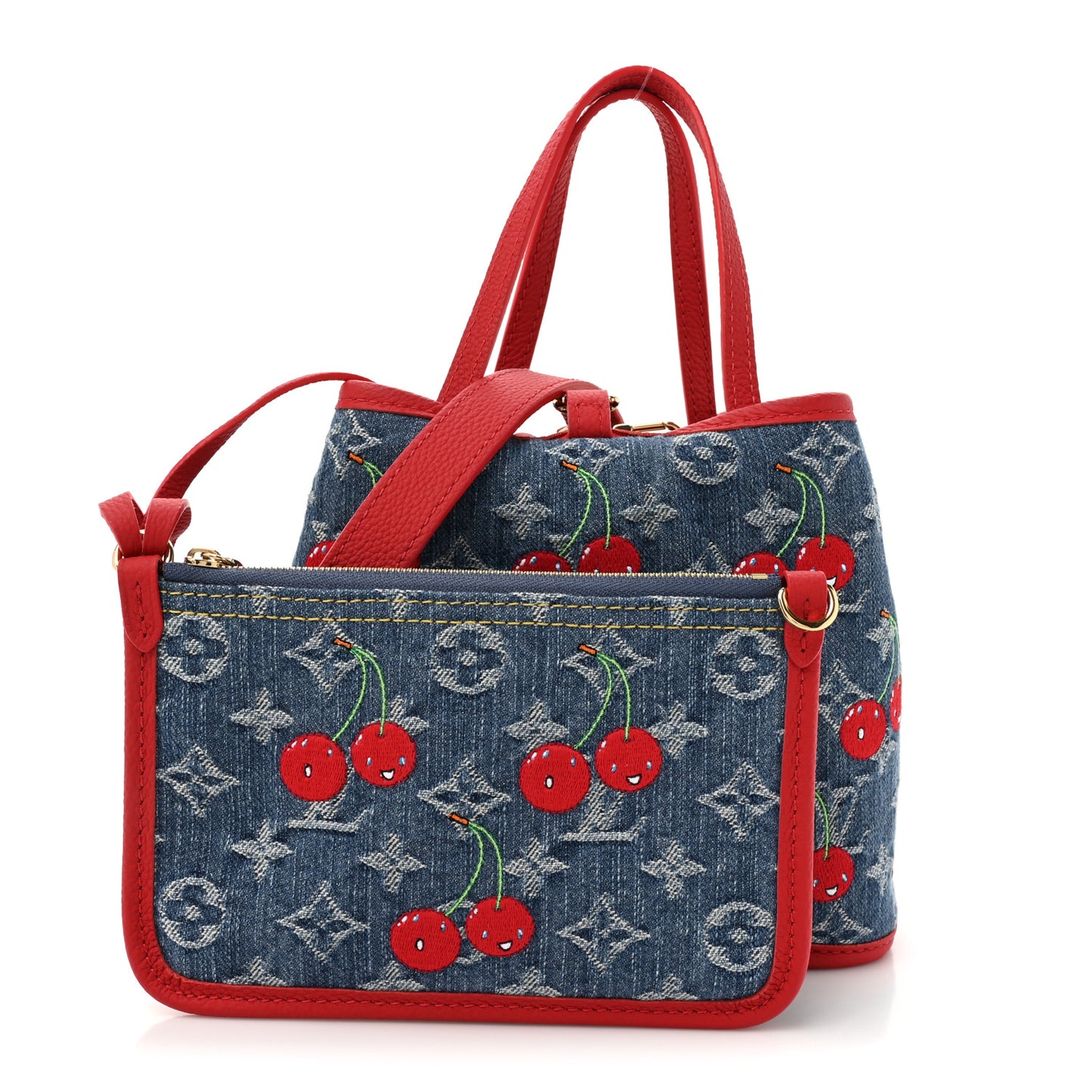 LV X TM Monogram Denim Cerises Neverfull Inside Out BB