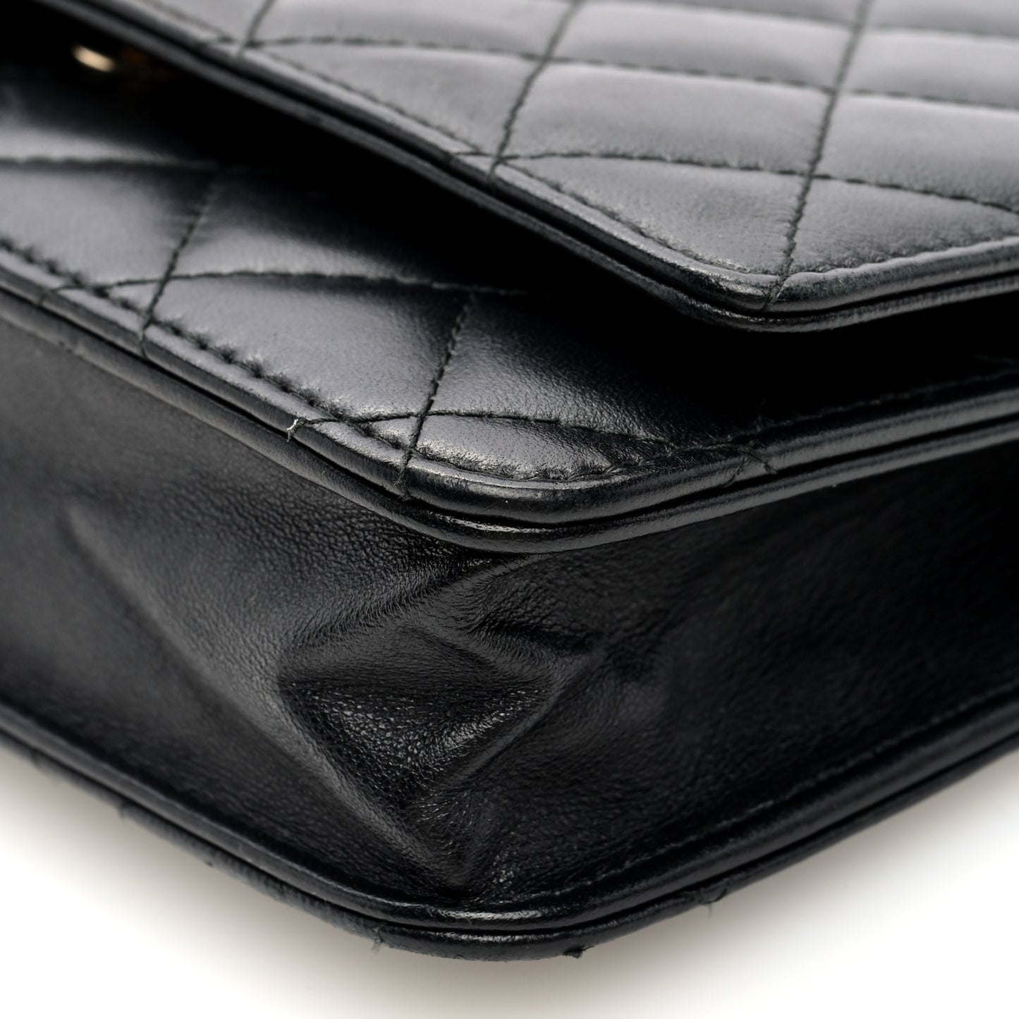 Lambskin Quilted Trendy CC Wallet On Chain WOC Black