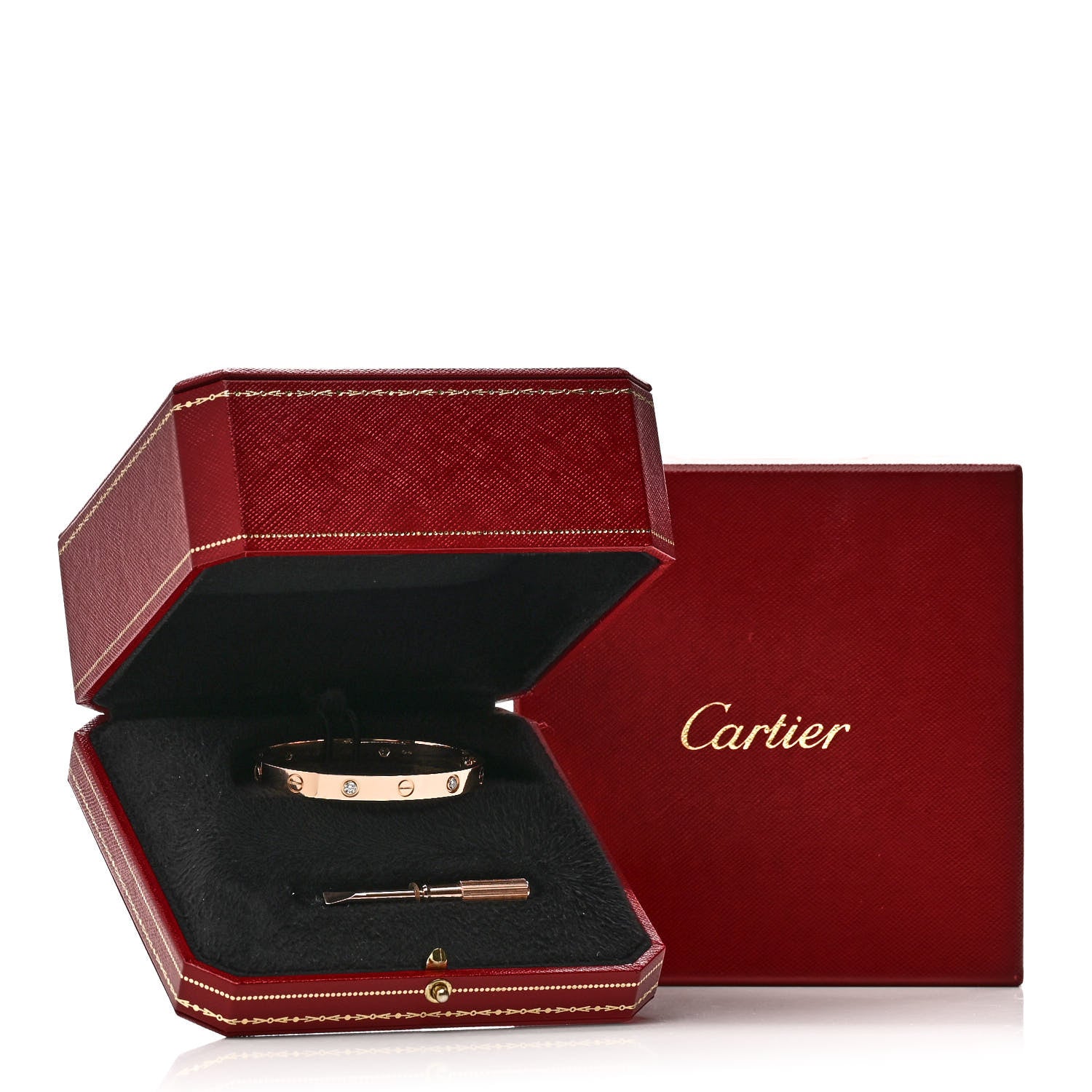 Cartier 18K Pink Gold 4 Diamond LOVE Bracelet 16 9 of 9
