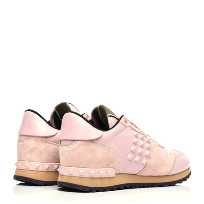 Valentino Garavani Calfskin Suede Rockstud Sneakers 39 Pink 4 of 11