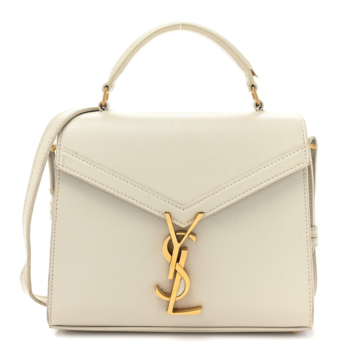 Saint Laurent Grain de Poudre Mini Classic Monogram Cassandra Top Handle Crema Soft 1 of 19