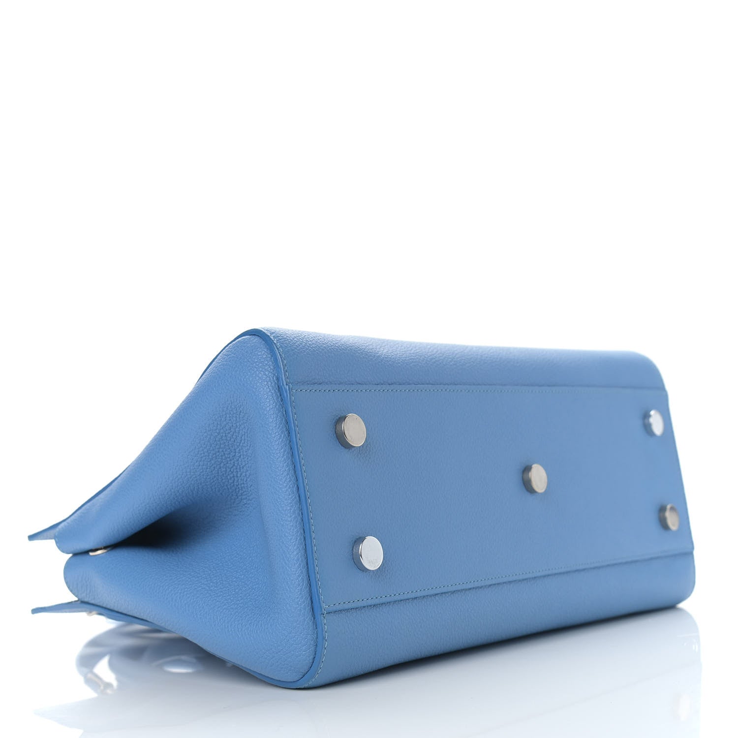 Saint Laurent Grained Calfskin Small Rive Gauche Cabas Blue Clair 4 of 16