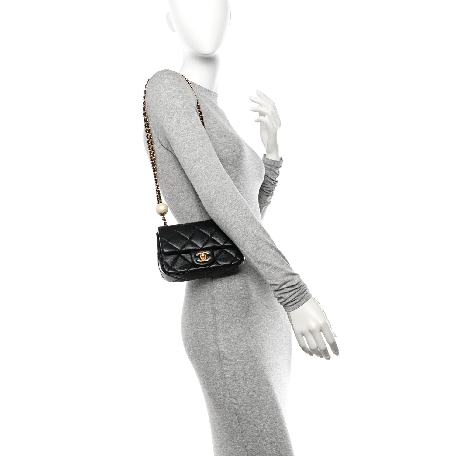 Chanel Lambskin Pearl Quilted Mini Flap Black 3 of 10