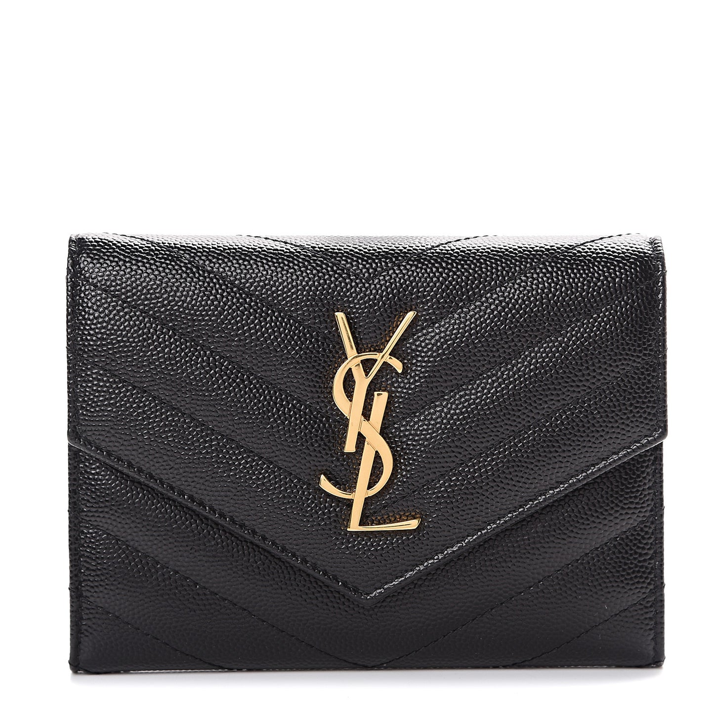 Grain De Poudre Matelasse Chevron Small Monogram Passport Case Black