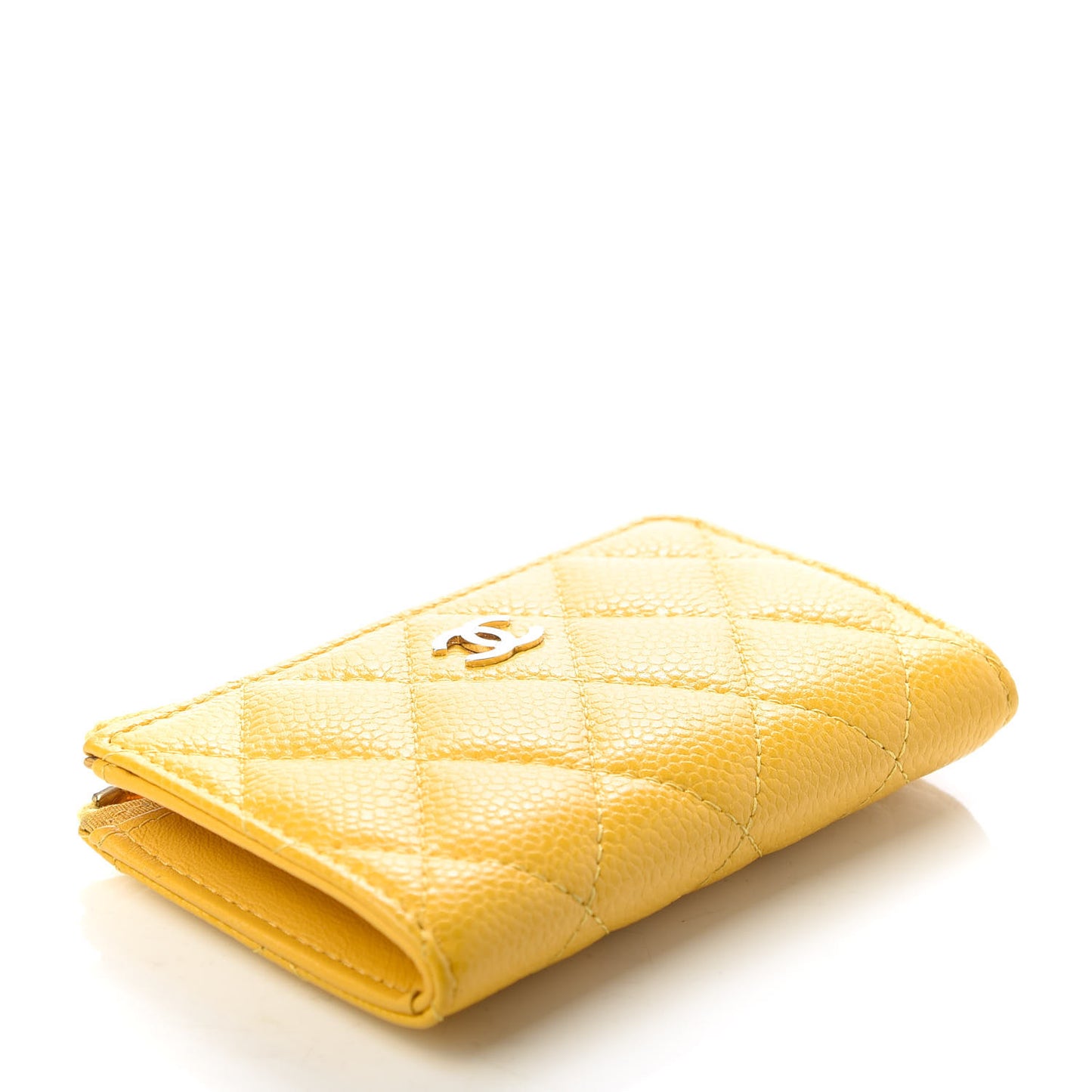 Caviar Quilted Key Holder Case Yellow