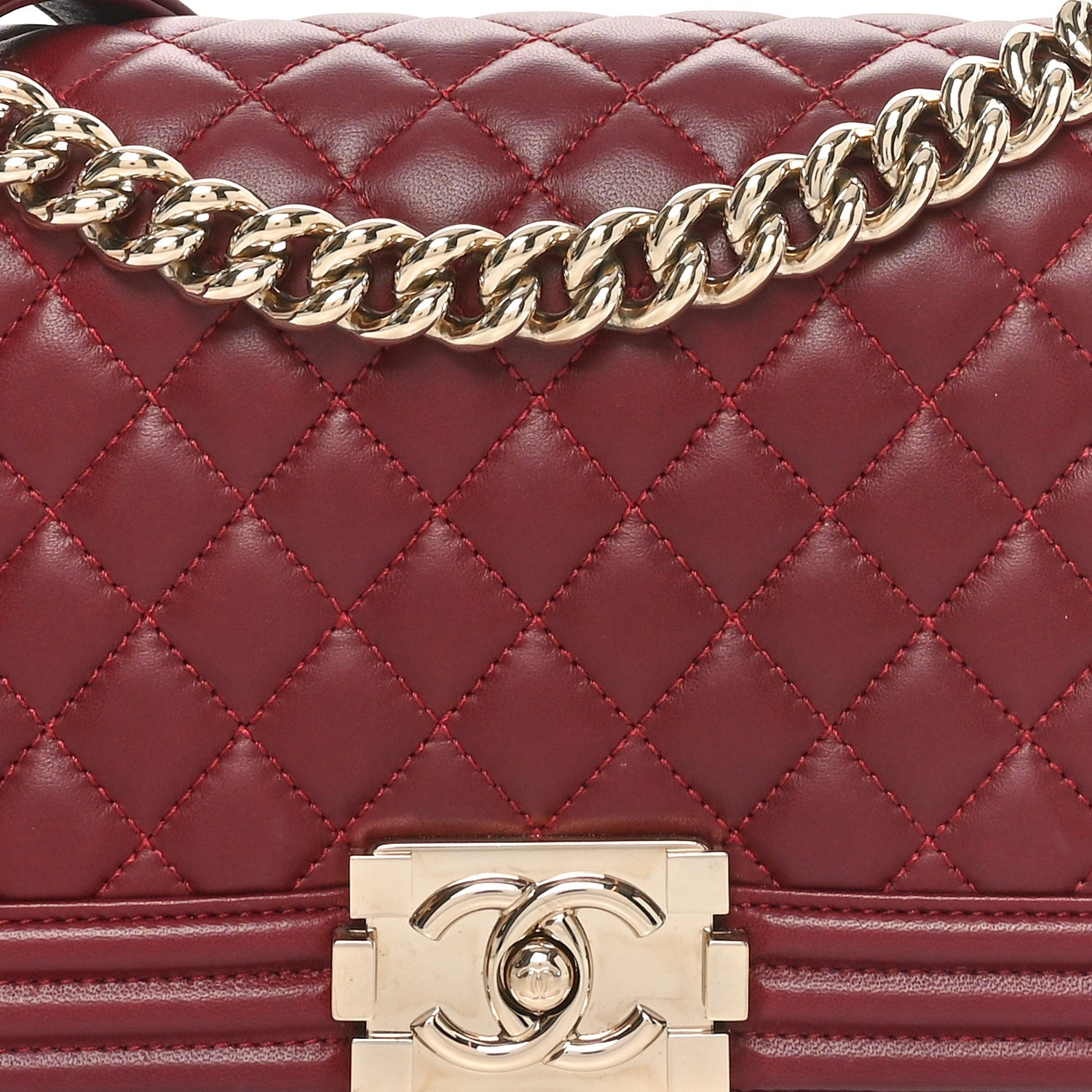 Chanel Lambskin Quilted Medium Boy Flap Dark Red 8 of 11