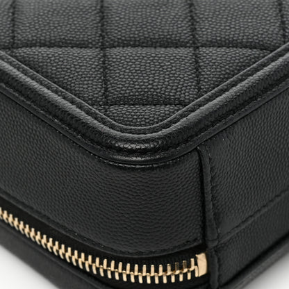 Chanel Caviar Quilted CC North South Filigree Vanity Case Black 17 of 22