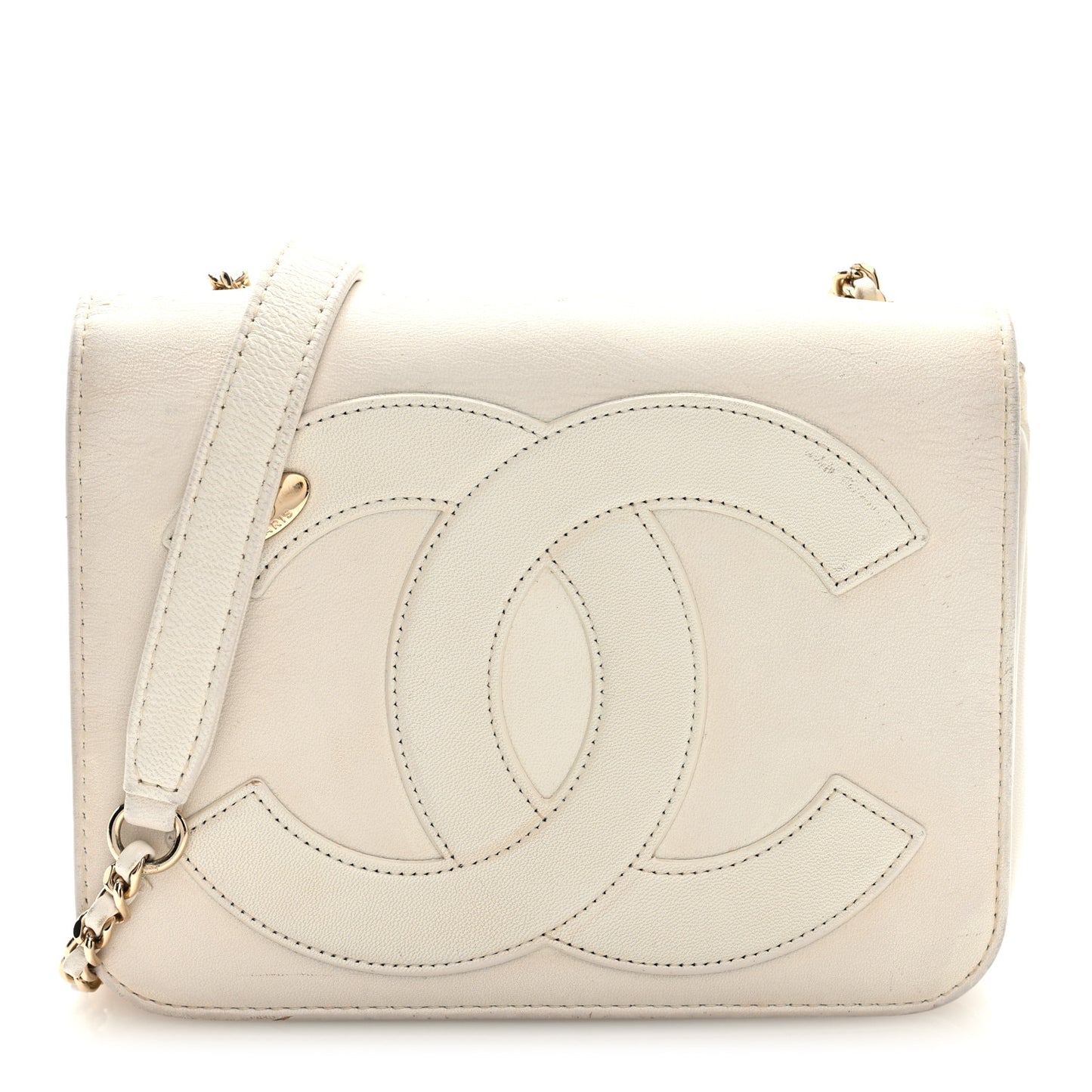 Lambskin CC Mania Flap Bag White