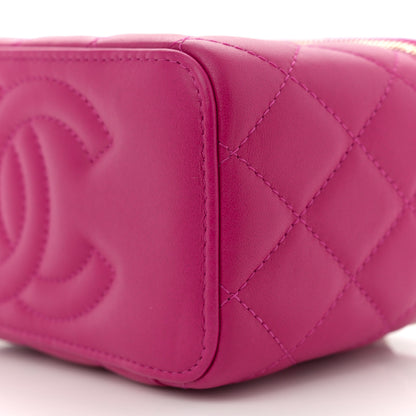 Chanel Lambskin Quilted Small Pearl Crush Vanity Case With Chain Fuchsia 10 of 11