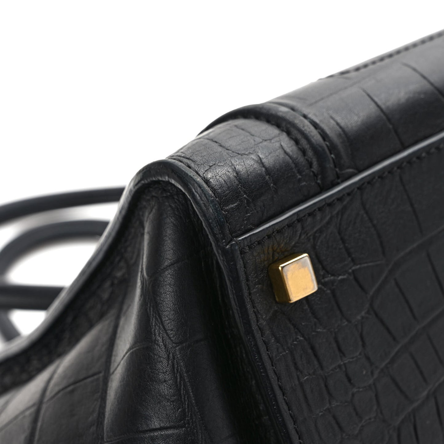 Calfskin Crocodile Embossed Medium Phantom Luggage Black