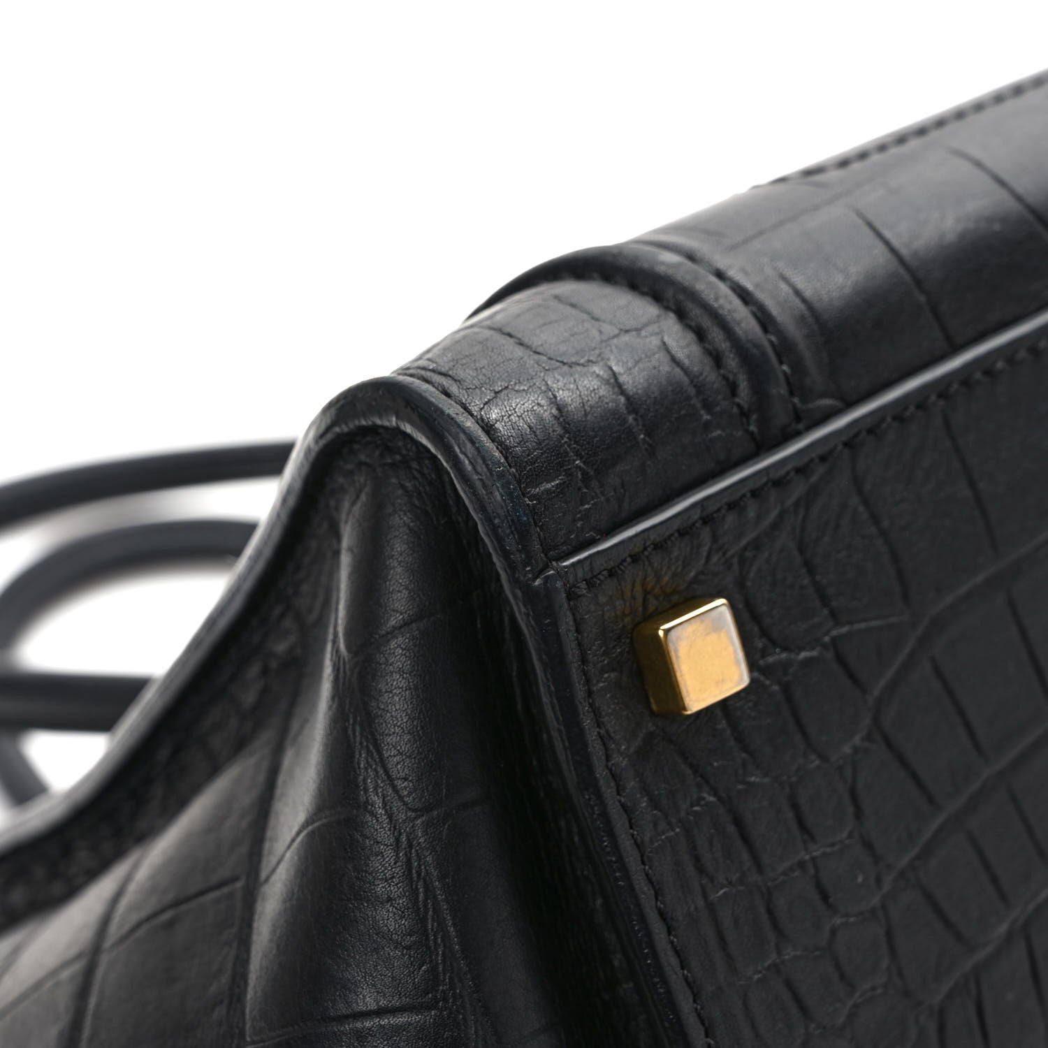 Celine Calfskin Crocodile Embossed Medium Phantom Luggage Black 8 of 10