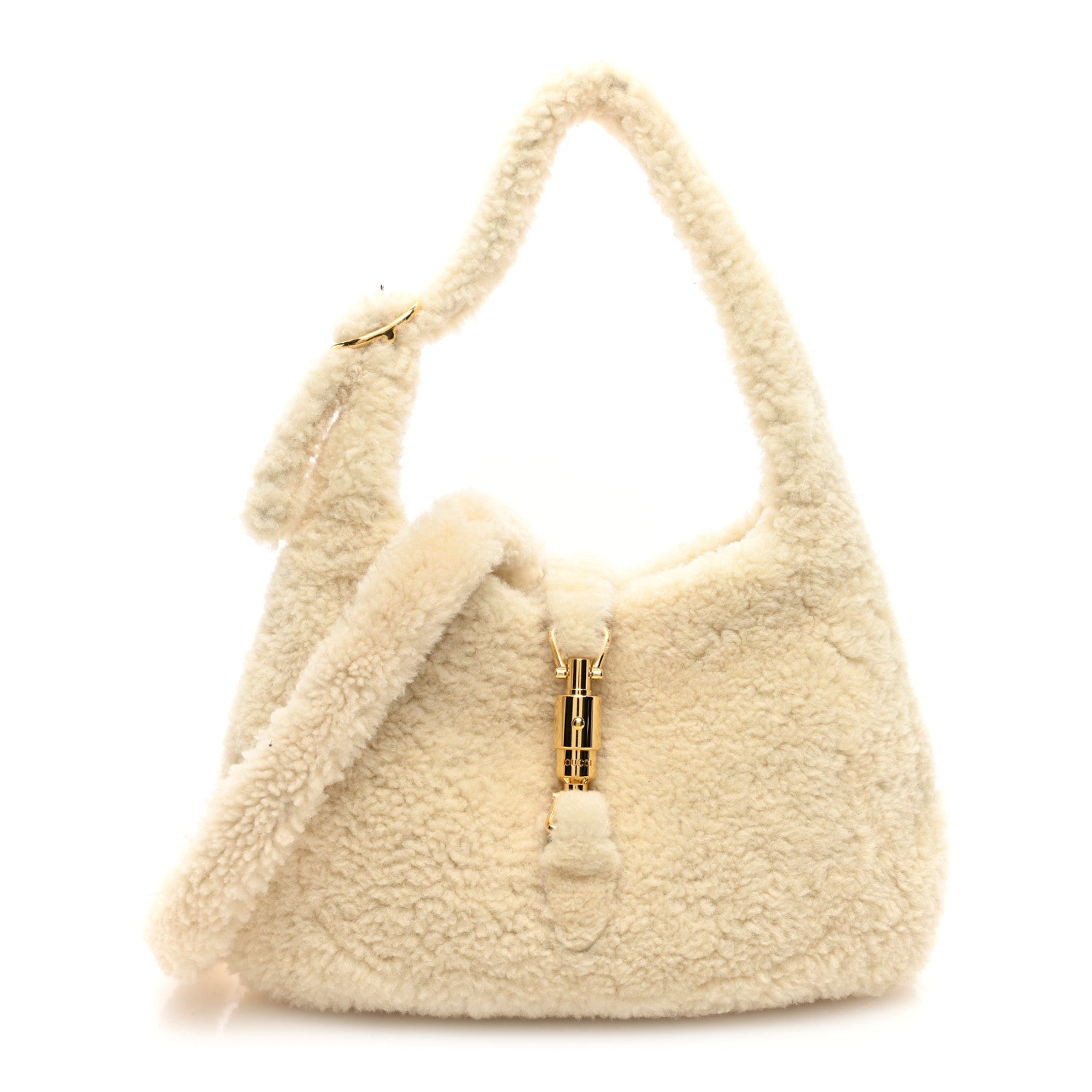 Gucci Shearling Small Jackie 1961 Shoulder Bag Ivory 1 of 9