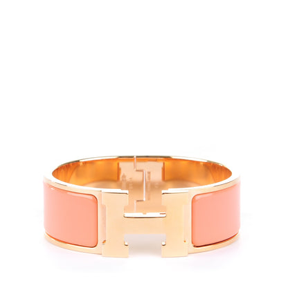Hermes Enamel Wide Clic Clac H Bracelet PM Rose Saumon 1 of 4