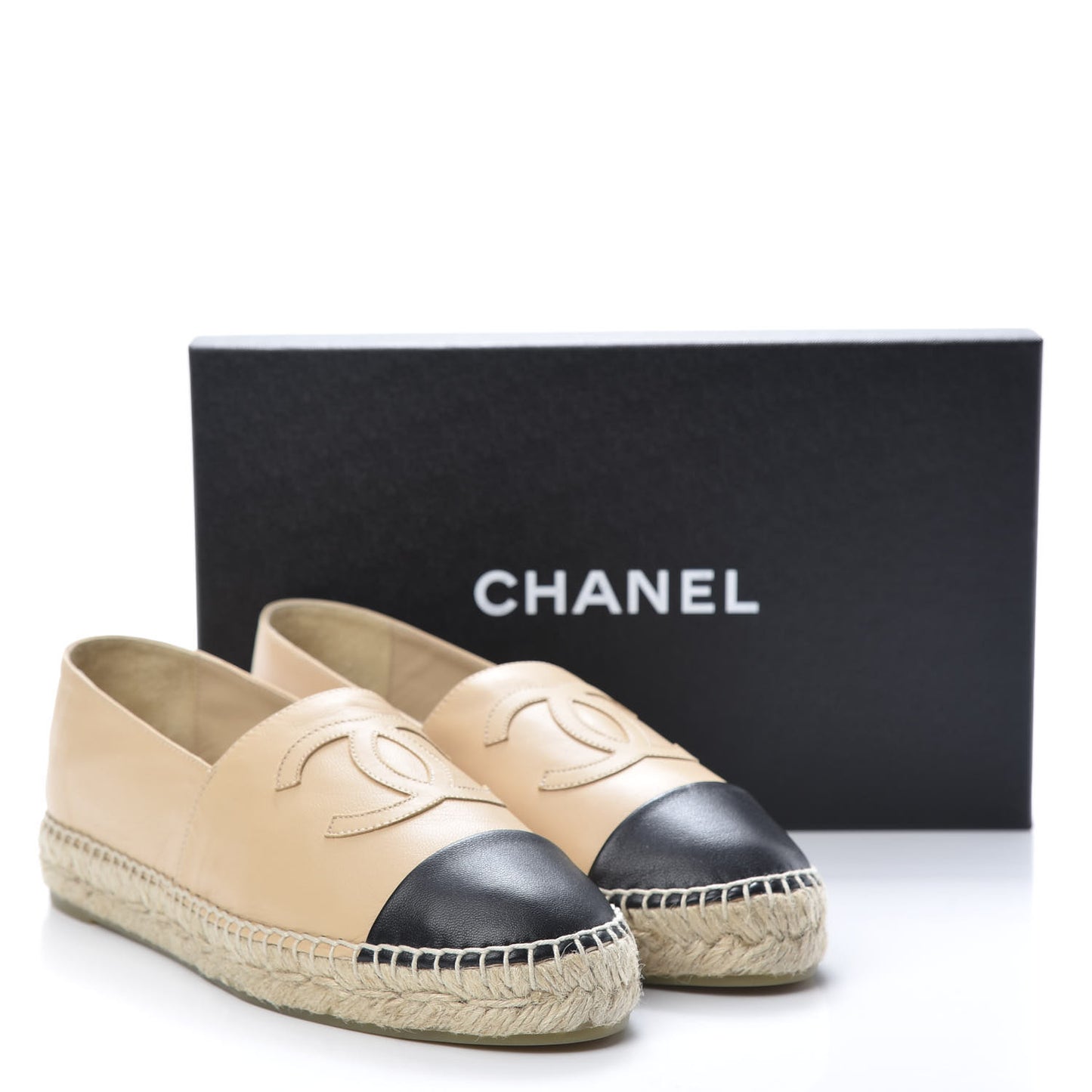 Lambskin CC Espadrilles 39 Beige Black